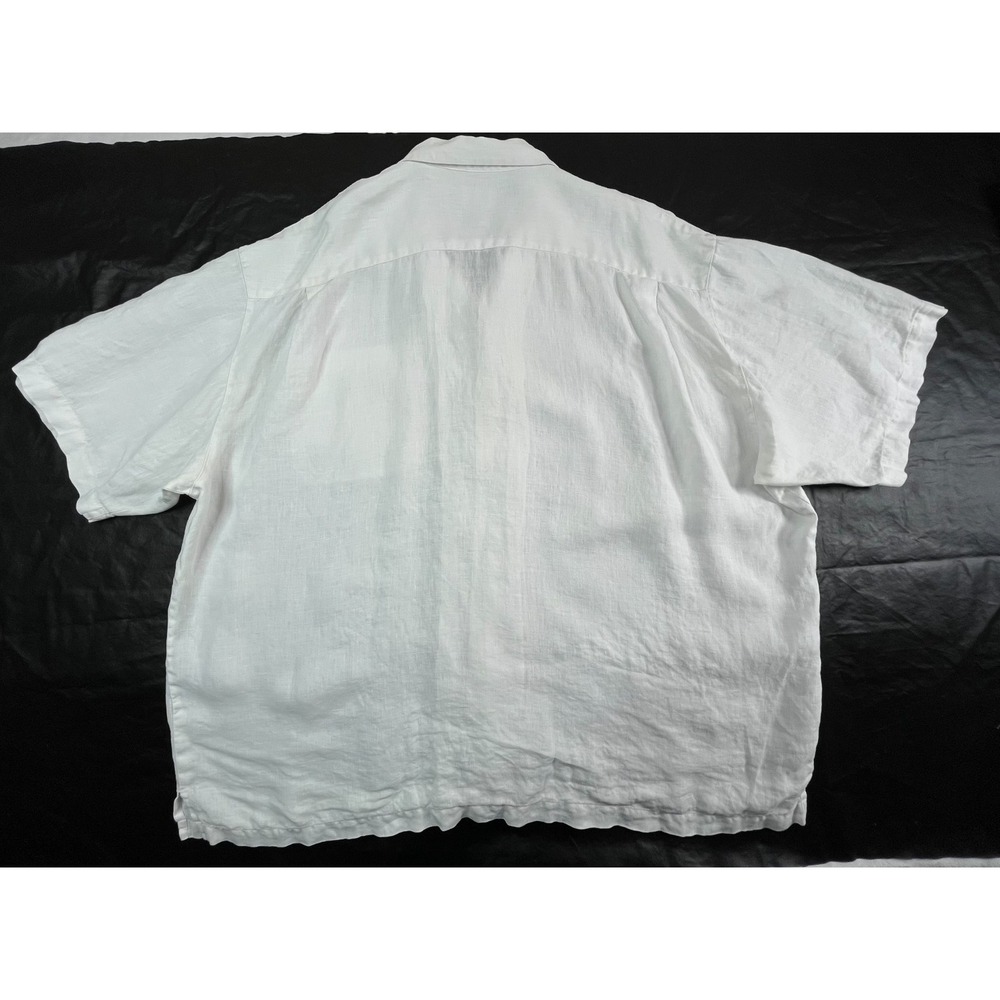 TOMMY BAHAMA Mens XXL Shirt White Linen‎ Loop Collar Crisp Pocket Front - Picture 7 of 7